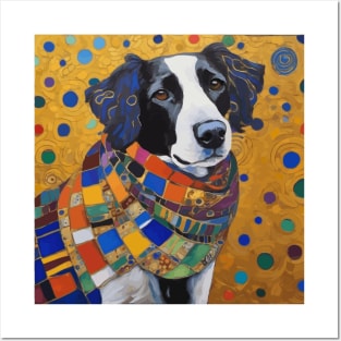 Gustav Klimt Style Dog with Colorful Scarf Posters and Art